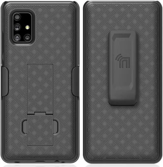 Alt view image 2 of 7 - Black Case Kickstand Cover and Belt Clip for Verizon Samsung Galaxy A71 5G UW