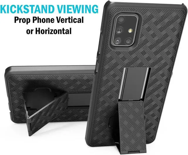 Alt view image 4 of 7 - Black Case Kickstand Cover and Belt Clip for Verizon Samsung Galaxy A71 5G UW