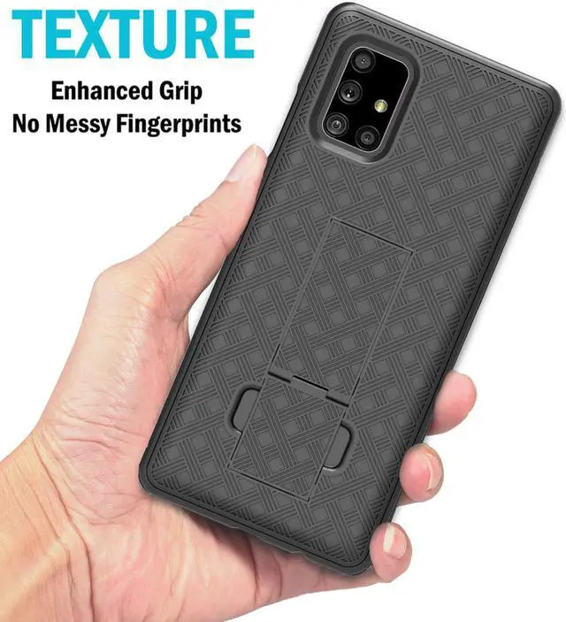 Alt view image 5 of 7 - Black Case Kickstand Cover and Belt Clip for Verizon Samsung Galaxy A71 5G UW