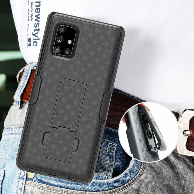 Alt view image 6 of 7 - Black Case Kickstand Cover and Belt Clip for Verizon Samsung Galaxy A71 5G UW