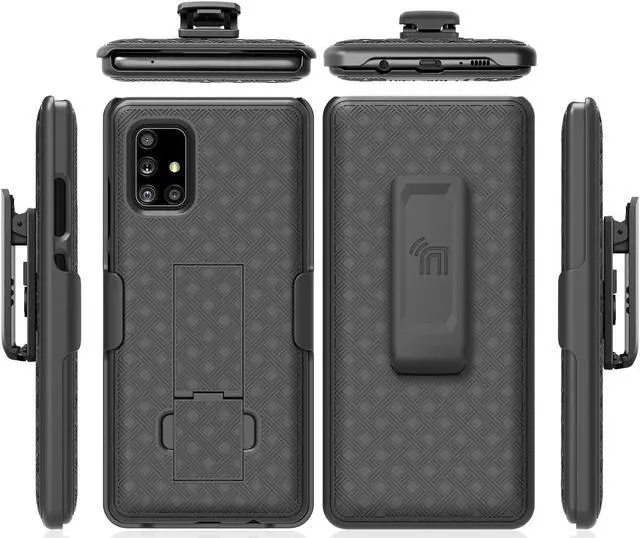 Alt view image 7 of 7 - Black Case Kickstand Cover and Belt Clip for Verizon Samsung Galaxy A71 5G UW