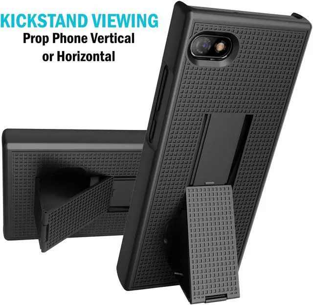 Alt view image 2 of 6 - Black Grid Texture Slim Hard Case Cover Kickstand for Unihertz Titan Slim Phone