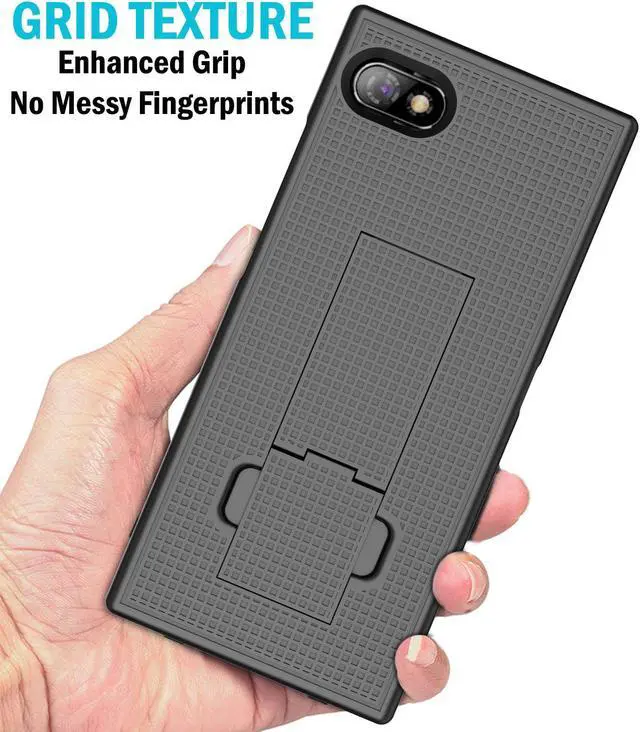 Alt view image 3 of 6 - Black Grid Texture Slim Hard Case Cover Kickstand for Unihertz Titan Slim Phone
