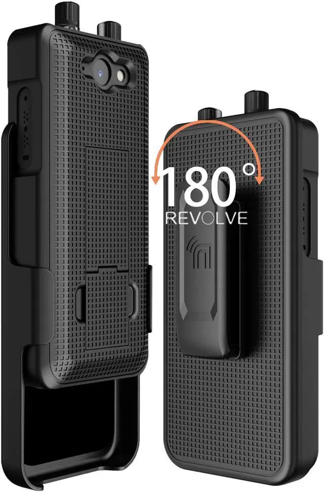 Alt view image 7 of 7 - Black Hard Case Stand and Belt Clip Holster for Motorola Moto G Power 5G (2023)