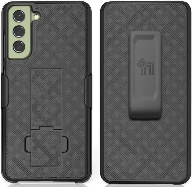 Alt view image 2 of 7 - Black Hard Case Cover Stand Belt Clip Holster for Samsung Galaxy S21 FE Phone