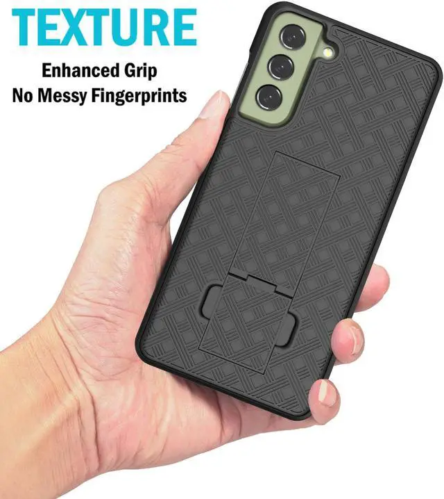 Alt view image 5 of 7 - Black Hard Case Cover Stand Belt Clip Holster for Samsung Galaxy S21 FE Phone