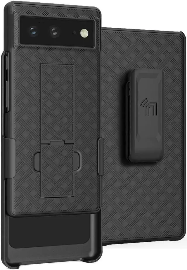 Main image of Black Hard Case Cover Stand and Belt Clip Holster Combo for Google Pixel 6