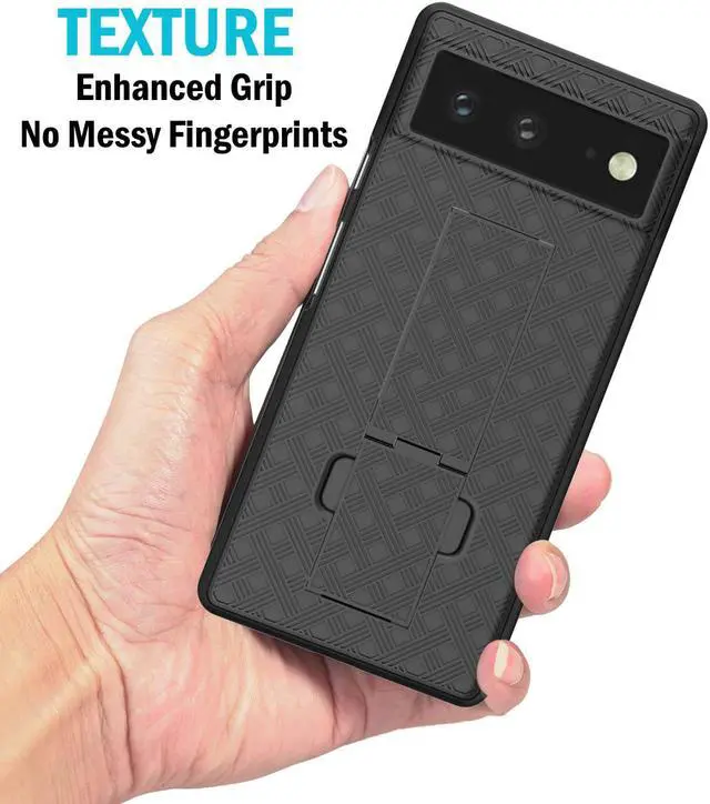 Alt view image 5 of 7 - Black Hard Case Cover Stand and Belt Clip Holster Combo for Google Pixel 6