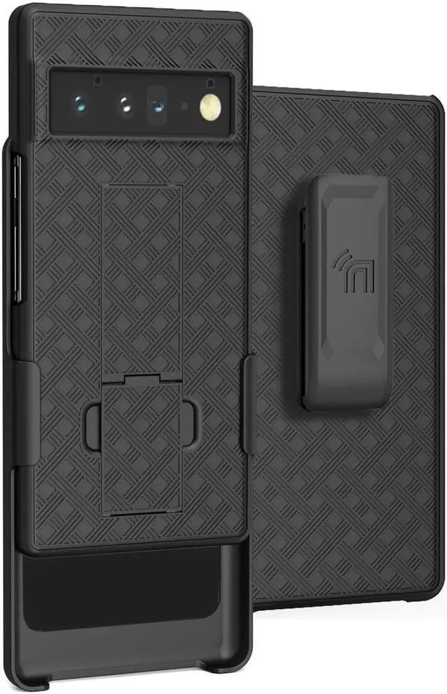 Main image of Black Hard Case Cover Stand and Belt Clip Holster Combo for Google Pixel 6 Pro