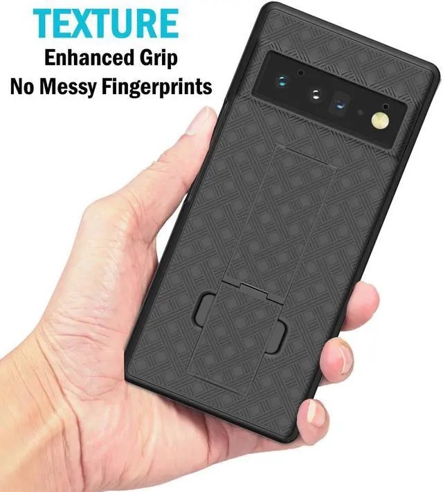 Alt view image 5 of 7 - Black Hard Case Cover Stand and Belt Clip Holster Combo for Google Pixel 6 Pro