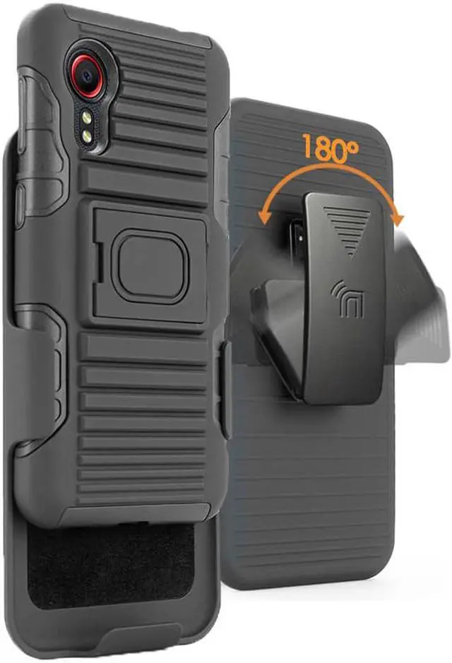 Main image of Black Rugged Grip Case with Ring Stand and Belt Clip for Samsung Galaxy XCover 5