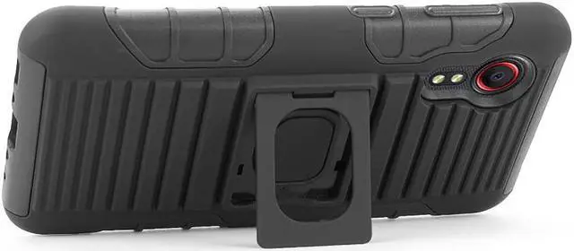 Alt view image 5 of 7 - Black Rugged Grip Case with Ring Stand and Belt Clip for Samsung Galaxy XCover 5