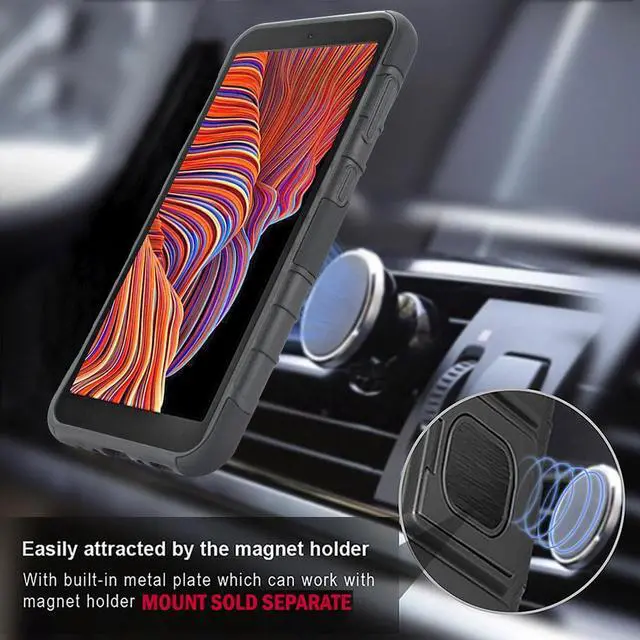 Alt view image 7 of 7 - Black Rugged Grip Case with Ring Stand and Belt Clip for Samsung Galaxy XCover 5