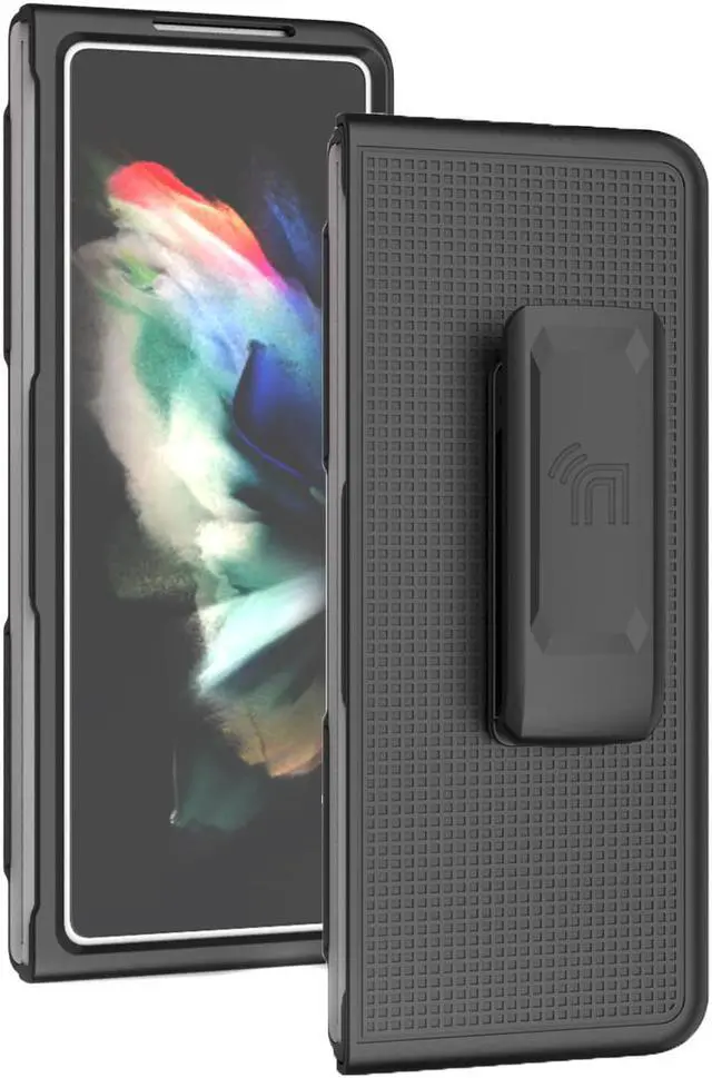Alt view image 2 of 7 - Black Hard Case Cover and Belt Clip Holster Stand for Samsung Galaxy Z Fold 3 5G