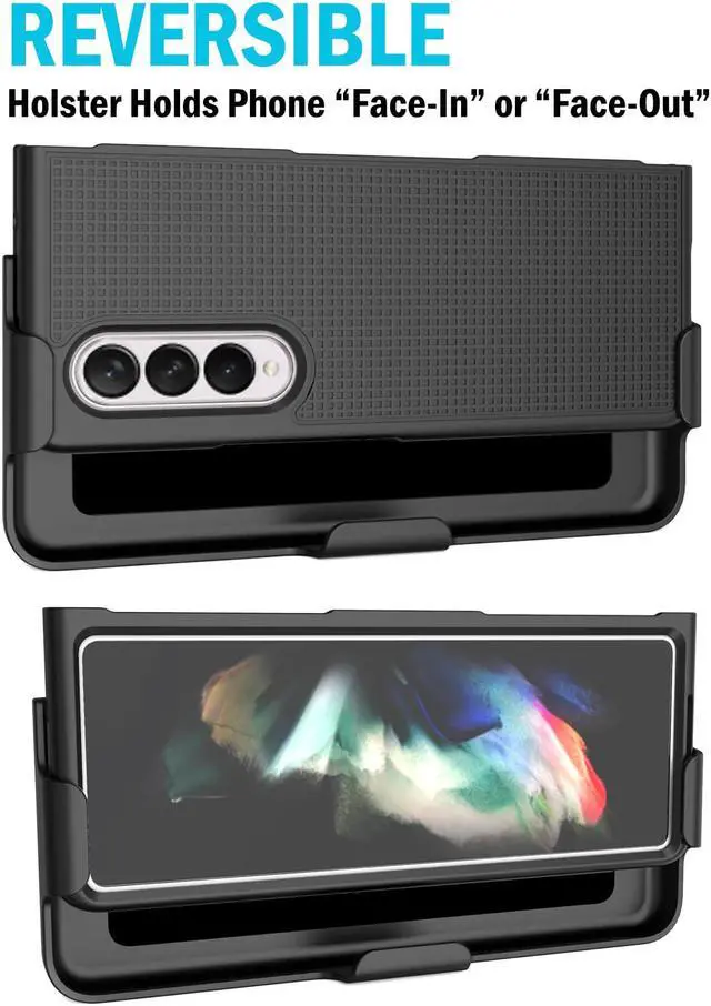 Alt view image 3 of 7 - Black Hard Case Cover and Belt Clip Holster Stand for Samsung Galaxy Z Fold 3 5G