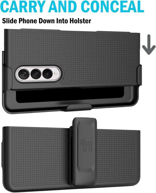 Alt view image 5 of 7 - Black Hard Case Cover and Belt Clip Holster Stand for Samsung Galaxy Z Fold 3 5G