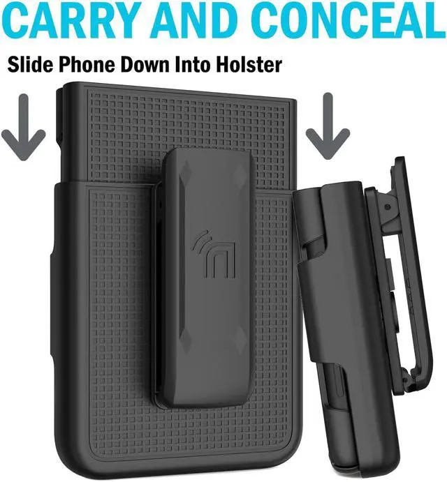 Alt view image 2 of 7 - Black Hard Case Cover and Belt Clip Holster Combo for Samsung Galaxy Z Flip 3 5G