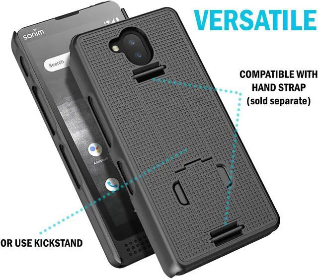 Alt view image 4 of 5 - Black Grid Texture Hard Case Cover Kickstand for Sonim XP10 5G Phone (XP9900)