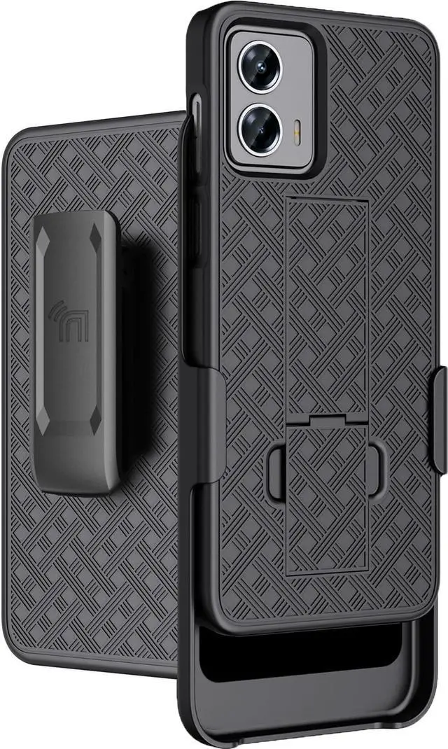 Main image of Black Hard Case Cover Stand and Belt Clip Holster for Motorola Moto G 5G 2023