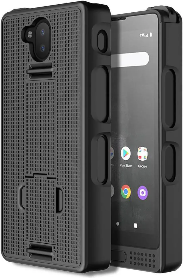 Main image of Black Grid Texture Hard Case Cover Kickstand for Sonim XP10 5G Phone (XP9900)