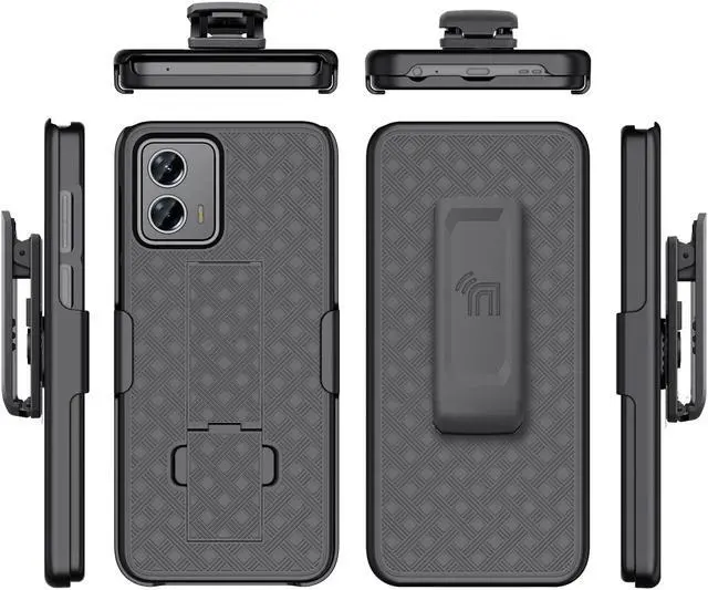 Alt view image 7 of 7 - Black Hard Case Cover Stand and Belt Clip Holster for Motorola Moto G 5G 2023