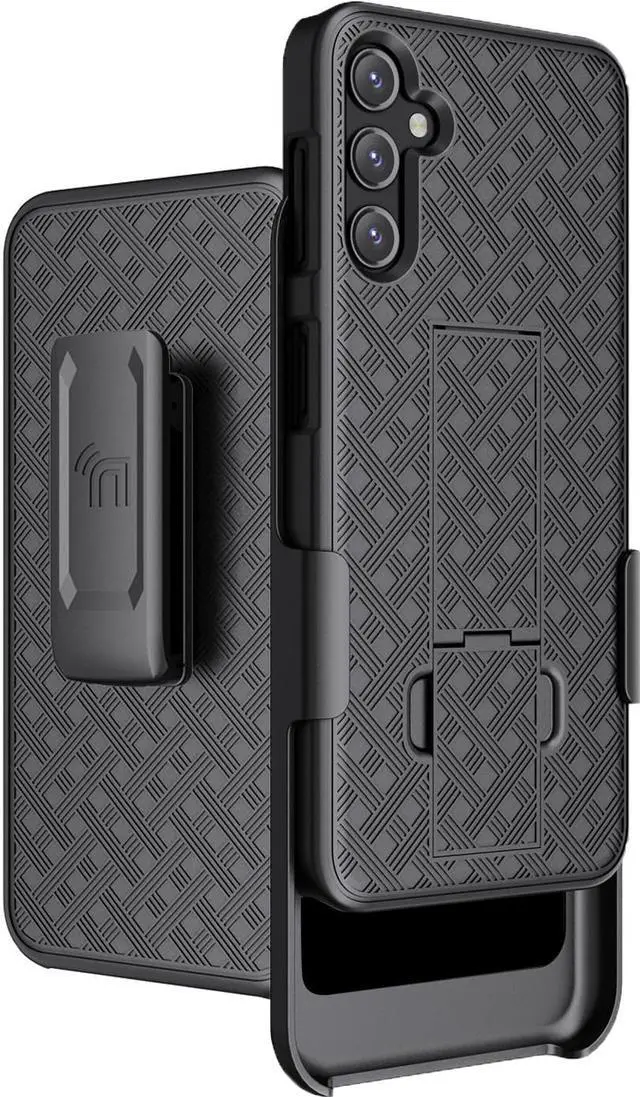 Alt view image 5 of 7 - Black Tactical Rugged Shield Case Flexible Matte Cover for Samsung Galaxy A32 5G