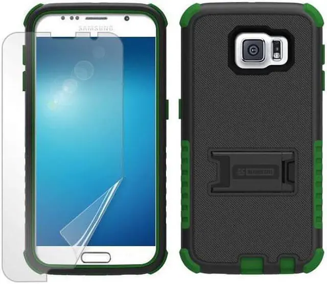 Main image of GREEN RUGGED TRI-SHIELD RUBBER SKIN HARD CASE COVER STAND FOR SAMSUNG GALAXY S6