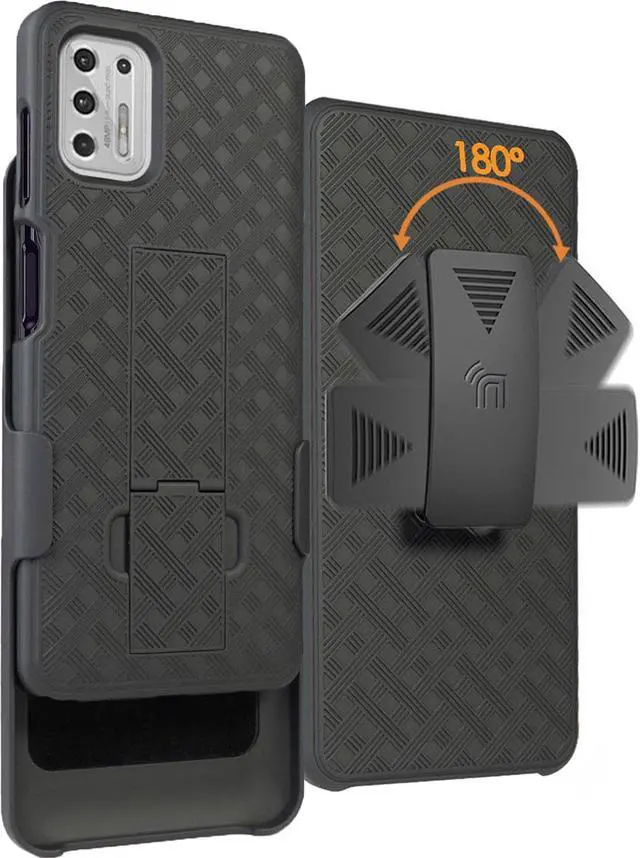 Main image of Black Case Kickstand Cover and Belt Clip for Motorola Moto G Stylus 4G 2021