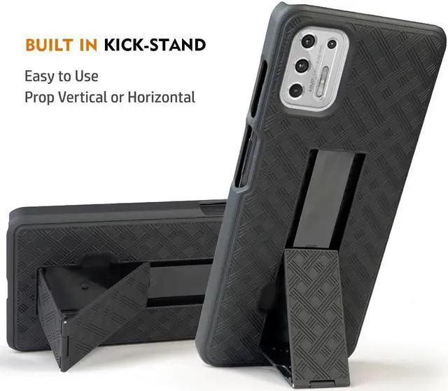 Alt view image 4 of 7 - Black Case Kickstand Cover and Belt Clip for Motorola Moto G Stylus 4G 2021