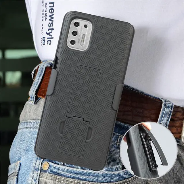 Alt view image 6 of 7 - Black Case Kickstand Cover and Belt Clip for Motorola Moto G Stylus 4G 2021