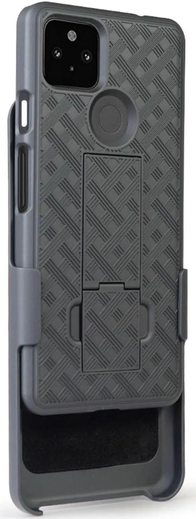 Alt view image 7 of 7 - Black Case Kickstand Cover + Belt Clip Holster Holder for Google Pixel 5a Phone