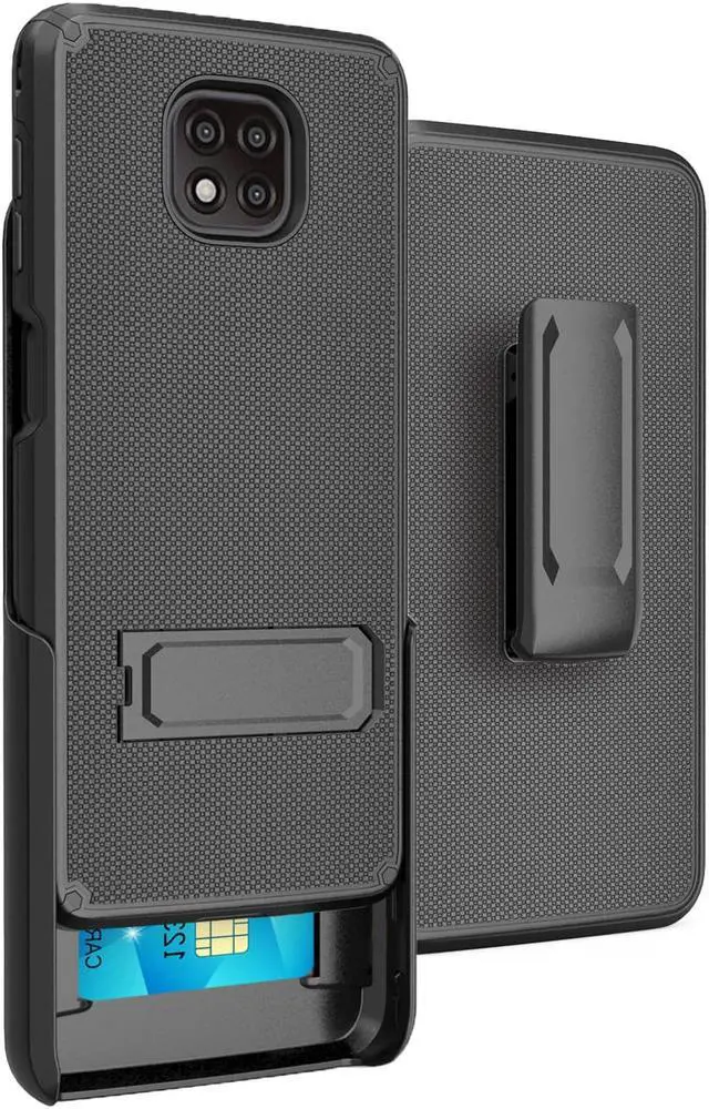 Main image of Dual Layer Black Case Cover Kickstand + Belt Clip for Motorola Moto G Power 2021