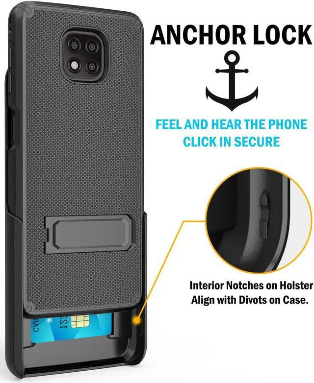 Alt view image 3 of 7 - Dual Layer Black Case Cover Kickstand + Belt Clip for Motorola Moto G Power 2021