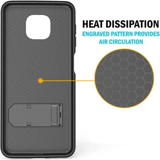 Alt view image 5 of 7 - Dual Layer Black Case Cover Kickstand + Belt Clip for Motorola Moto G Power 2021