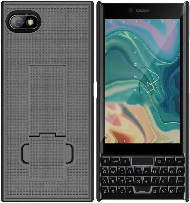 Alt view image 5 of 6 - Black Grid Texture Slim Hard Case Cover Kickstand for Unihertz Titan Slim Phone