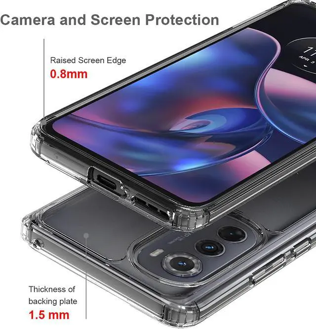 Alt view image 3 of 5 - AquaFlex Transparent Anti-Shock Clear Case Slim Cover for Motorola Edge 5G 2022