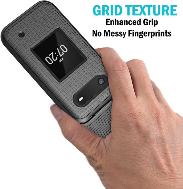 Alt view image 2 of 7 - Black Grid Texture Hard Shell Case Cover for Nokia 2760 2780 Flip Phone N139DL