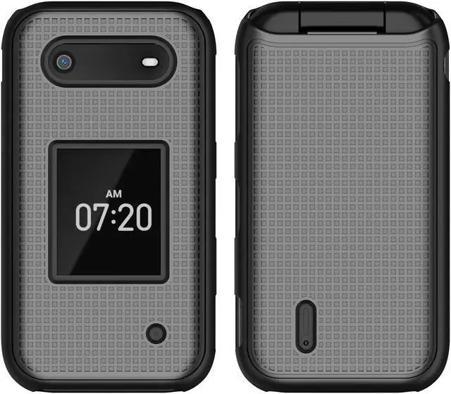 Alt view image 3 of 7 - Black Grid Texture Hard Shell Case Cover for Nokia 2760 2780 Flip Phone N139DL
