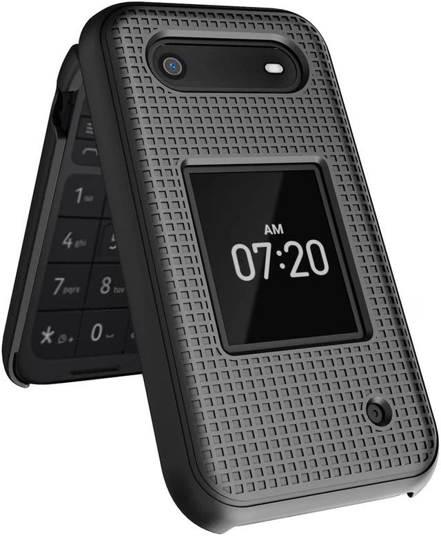 Alt view image 4 of 7 - Black Grid Texture Hard Shell Case Cover for Nokia 2760 2780 Flip Phone N139DL