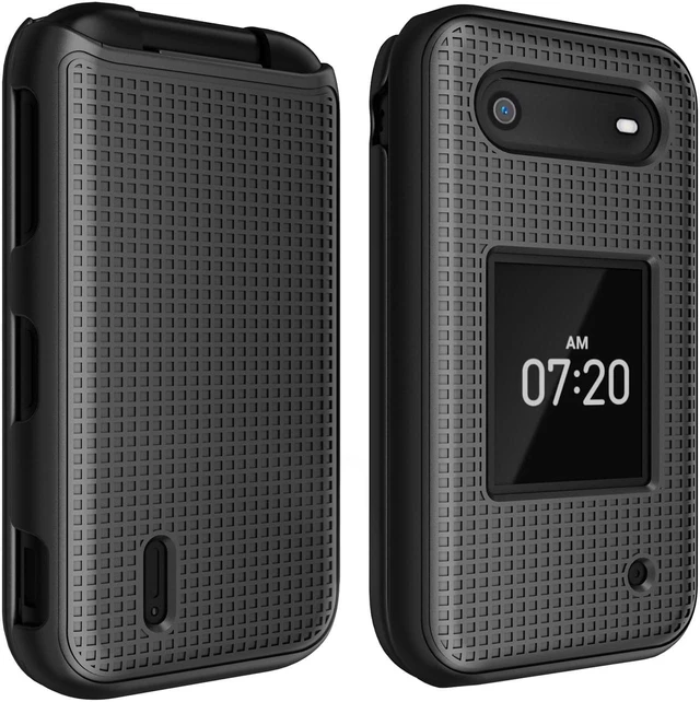 Alt view image 7 of 7 - Black Grid Texture Hard Shell Case Cover for Nokia 2760 2780 Flip Phone N139DL