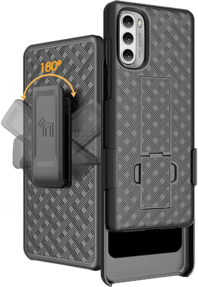 Main image of Black Hard Case Cover Stand and Belt Clip Holster for Moto G Stylus 4G (2022)