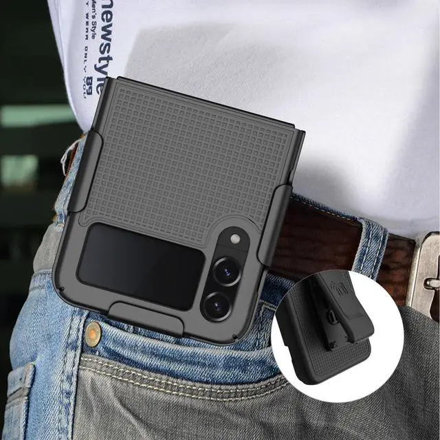 Alt view image 6 of 8 - Black Hard Case Cover and Belt Clip Holster Combo for Samsung Galaxy Z Flip 4 5G
