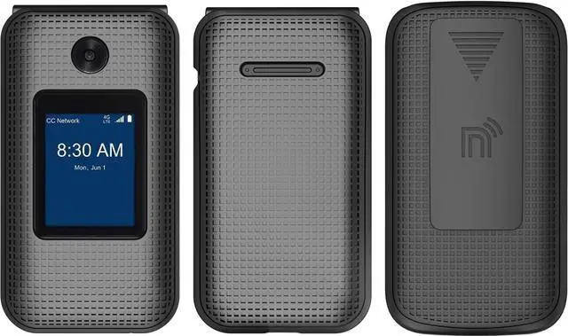 Alt view image 3 of 7 - Leather Case Screen Guard Belt Clip for NUU F4L Flip Phone / Blu Tank Flip / F42