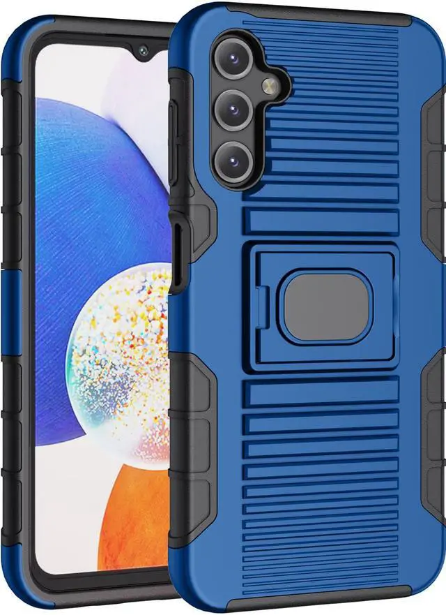 Main image of Blue Rugged Case with Ring Grip Stand for Samsung Galaxy A14 5G Phone