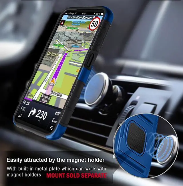 Alt view image 7 of 7 - Blue Rugged Case Stand and Belt Clip Holster for Samsung Galaxy A14 5G Phone
