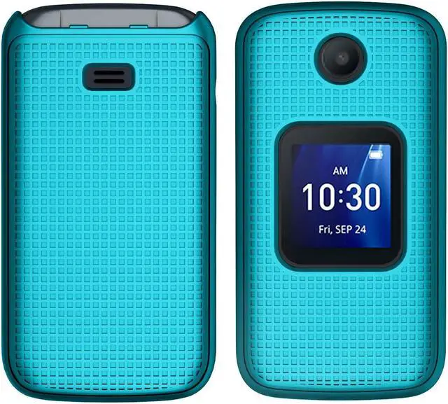 Alt view image 3 of 7 - Teal Mint Grid Texture Hard Shell Case Cover for Alcatel Go Flip 4, TCL FLIP Pro