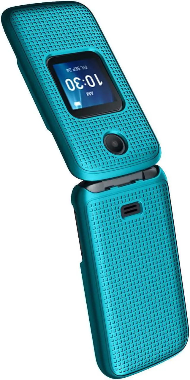 Alt view image 4 of 7 - Teal Mint Grid Texture Hard Shell Case Cover for Alcatel Go Flip 4, TCL FLIP Pro
