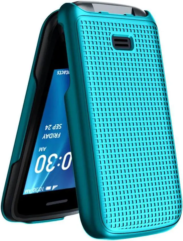 Alt view image 6 of 7 - Teal Mint Grid Texture Hard Shell Case Cover for Alcatel Go Flip 4, TCL FLIP Pro