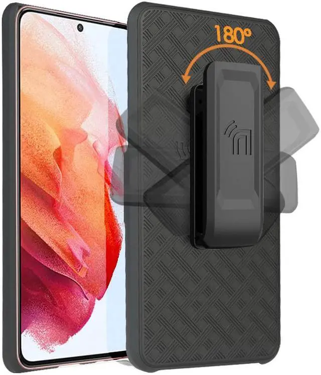 Alt view image 2 of 7 - Black Hard Case Cover Stand and Belt Clip Holster Combo for Samsung Galaxy S22
