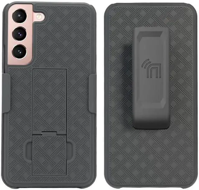 Alt view image 5 of 7 - Black Hard Case Cover Stand and Belt Clip Holster Combo for Samsung Galaxy S22